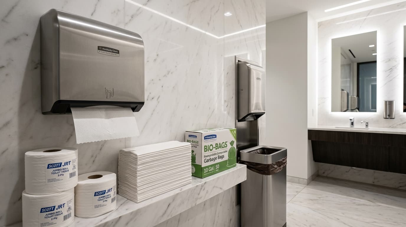 Restroom Tissues, M-Fold Towels & Disposables